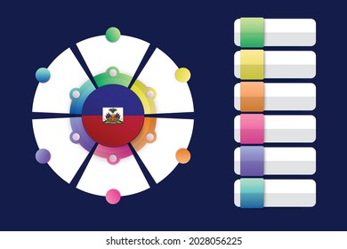 Haiti Flag with Infographic Design Incorporate with divided round shape. Vector illustration.