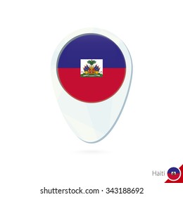 Haiti flag location map pin icon on white background. Vector Illustration.