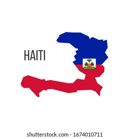 Haiti flag map. The flag of the country in the form of borders. Stock vector illustration isolated on white background.