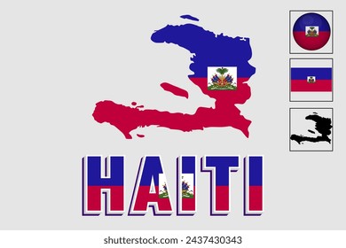 Haiti flag and map illustration vector