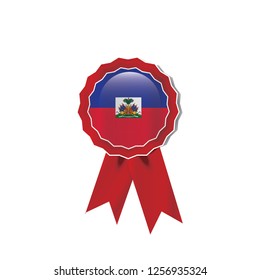 Haiti flag medal vector design.  Realistic 3D red color