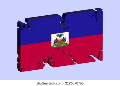 Haiti flag on 3D cracked wall vector, fracture pattern, Haiti earthquake, country flag with cracked texture, Switzerland national issues concept, logo idea