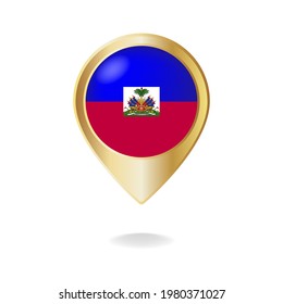 Haiti flag on golden pointer map, Vector illustration eps.10