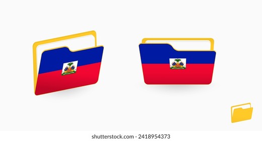Haiti flag on two type of folder icon. Vector illustration.