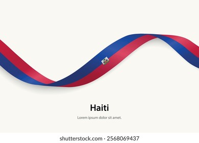 Haiti flag on Waving ribbon. Template for independence day