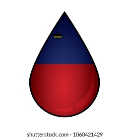 The Haiti  flag painted on 3D water drop