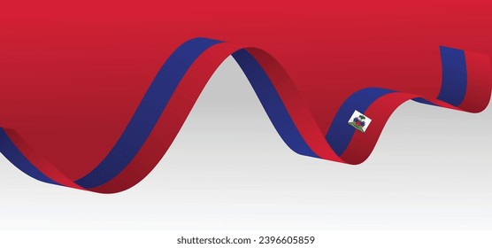 Haiti flag ribbon abstract background vector poster