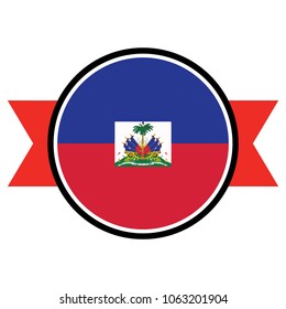 Haiti flag in round button of icon. flag logo of Haiti emblem isolated on white background, Haiti national concept sign, Vector illustration.