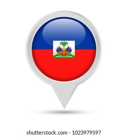 Haiti Flag Round Pin Vector Icon - Illustration
