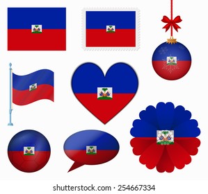 Haiti flag set of 8 items vector