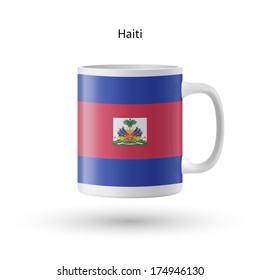 Haiti flag souvenir mug isolated on white background. Vector illustration.