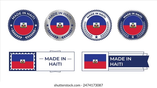 Haiti Flag Stamp. Made in Stamp Isolated in White Background. Symbol, Vector, Icon, Illustration.