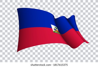 Haiti flag state symbol isolated on background national banner. Greeting card National Independence Day of the Republic of Haiti. Illustration banner with realistic state flag.