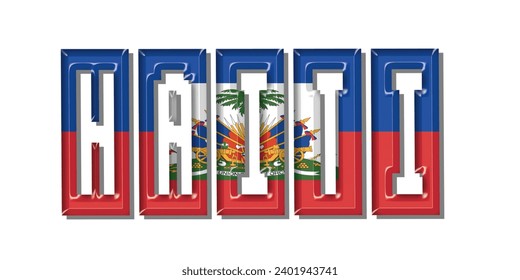 Tipo de letra del texto del indicador HAITI, fondo colorido del indicador HAITI 3D, ilustración vectorial del indicador HAITI