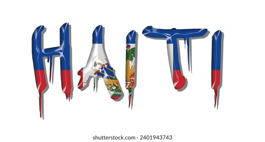 HAITI flag text font, 3D HAITI flag colorful background, HAITI flag vector illustration