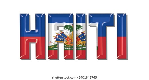 HAITI flag text font, 3D HAITI flag colorful background, HAITI flag vector illustration
