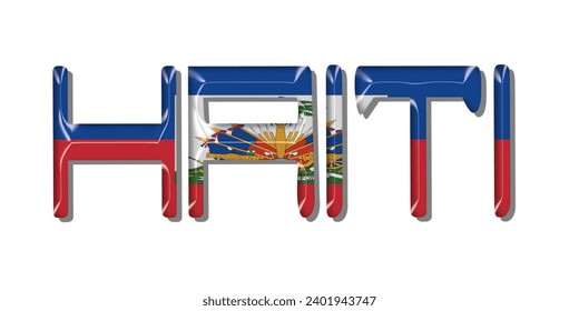 HAITI flag text font, 3D HAITI flag colorful background, HAITI flag vector illustration