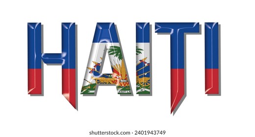Tipo de letra del texto del indicador HAITI, fondo colorido del indicador HAITI 3D, ilustración vectorial del indicador HAITI