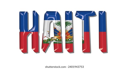 HAITI flag text font, 3D HAITI flag colorful background, HAITI flag vector illustration