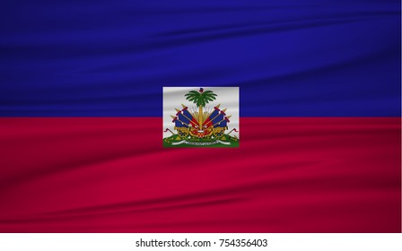 Haiti flag vector. Vector flag of Haiti blowig in the wind. EPS 10.