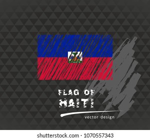 Haiti flag, vector sketch hand drawn illustration on dark grunge background