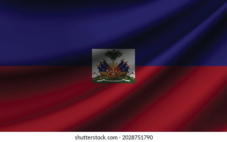 Haiti flag waving. Background for patriotic and national design. Vector illustration
