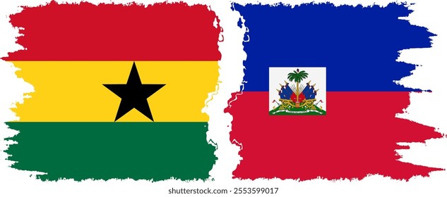 Haiti and Ghana grunge flags connection, vector