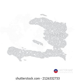 Haiti grey map isolated on white background with abstract mesh line and point scales. Vector illustration eps 10