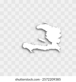 Haiti high detailed vector representation of country silhouette. White color on transparent background with dropped shadow. For educational, decorative, or informational use.