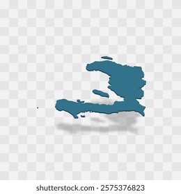 Haiti high detailed vector representation of country silhouette. 3D map on transparent background with dropped shadow. For educational, decorative, or informational use.