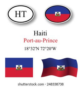 Haiti icons set against white background, abstract vector art illustration, image contains transparency
