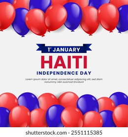 Haiti Independence Day square banner background with balloons illustration flag colors