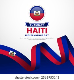 Haiti Independence Day square banner Background Design for post, feed, greeting cards