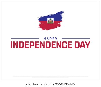 HAITI Independence Day vector design on a white background, National Day of HAITI with brush flag, Typographic Design of HAITI Independence Day, Vector design of Haiti national day