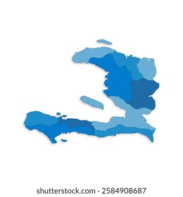 Haiti island map with border highlighted regions, states, isolated on white background. Template map of Haiti. Detailed vector illustration.