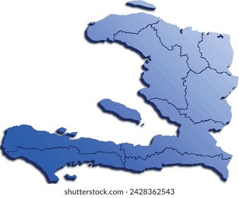HAITI MAP 3D ISOMETRISCHE KARTE BLAU FARBE