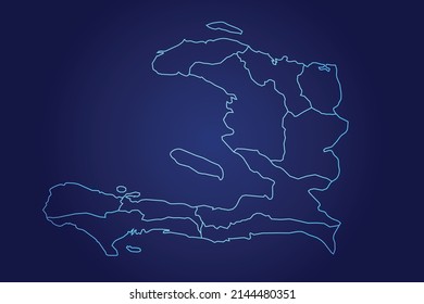 Haiti Map of Abstract High Detailed Glow Blue Map on Dark Background logo illustration	