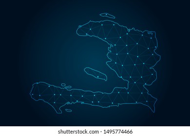 haiti map with Abstract mash line and point scales on Dark background . design polygon sphere . Wire frame 3D mesh polygonal network line . Vector illustration eps 10.