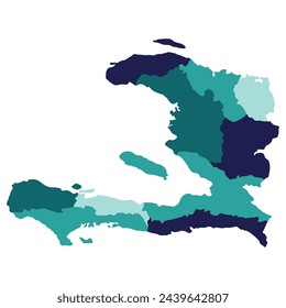 Haiti map. Map of Haiti in administrative provinces in multicolor