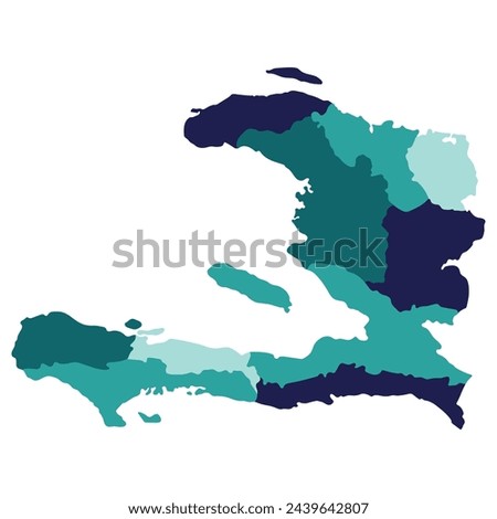 Haiti map. Map of Haiti in administrative provinces in multicolor