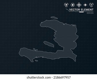 Haiti map of black digital frame HUD, GUI, UI interface technology radar vector.