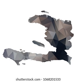 haiti map - Black, grey, geometric rumpled low poly style gradient graphic background, polygonal design for your. Vector illustration eps 10.
