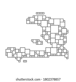 Haiti map from black pattern from a grid of squares of different sizes. Vector illustration.