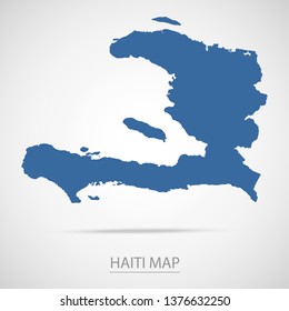 Haiti map. Blue Haiti map and Country name . Vector map on gray background. Symbol for your web site design map logo. app, ui, Travel vector eps10, concept Illustration.