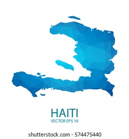 Haiti map - blue geometric rumpled triangular low poly style gradient graphic background , polygonal design for your . Vector illustration eps 10.