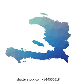 Haiti map - blue geometric rumpled triangular low poly style gradient graphic background , polygonal design for your . Vector illustration eps 10.