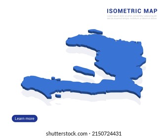 Haiti map blue isolated on white background with 3d isometric vector illustration.