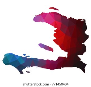 haiti map. Blue and Red polygonal shape vector illustration on white background. Vector illustration eps 10.