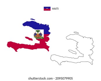 Haiti Karte Stadt Vektor geteilt durch Umriss Einfachheit Stil. Haben Sie 2 Versionen, schwarze, dünne Linie Version und Farbe der Landesflagge-Version. Beide Karten waren auf weißem Hintergrund.