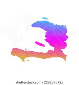 Haiti map in colorful halftone gradients. Future geometric patterns of lines abstract on white background. Vector Illustration Eps10.